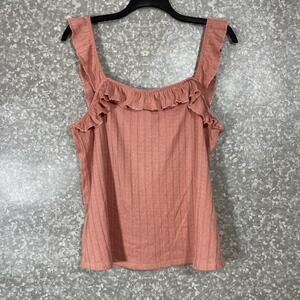 Maurices Women's Dusty Pink Ruffle Knit Sleeveless Top - Size XXL - Coquette